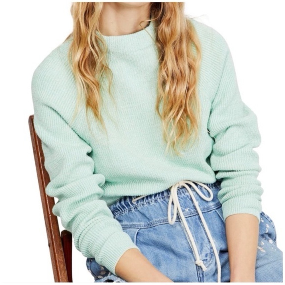 Free People Good Pullover Mockneck Sweater in Opaline Green - Size S - Picture 4 of 15